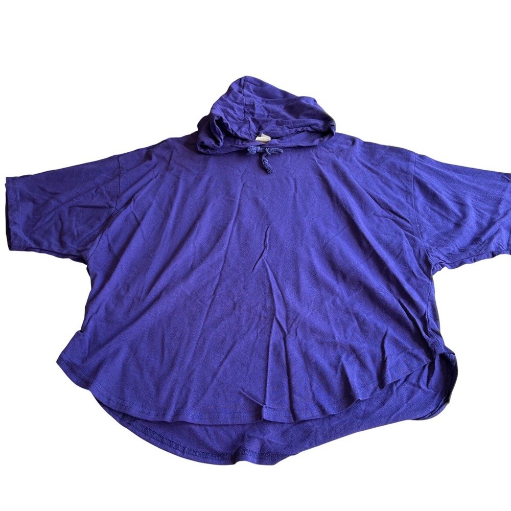 Vintage Purple Short‎ Sleeve Hoodie Oversized Boxy Fit Made in USA L